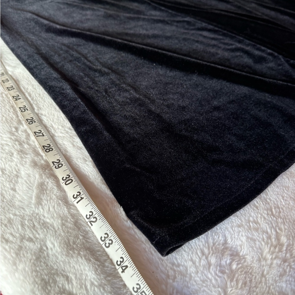 Vintage Black Velour Maxi Skirt | 90s Velvet A-Line Long Skirt Holiday Glam - Picture 9 of 11